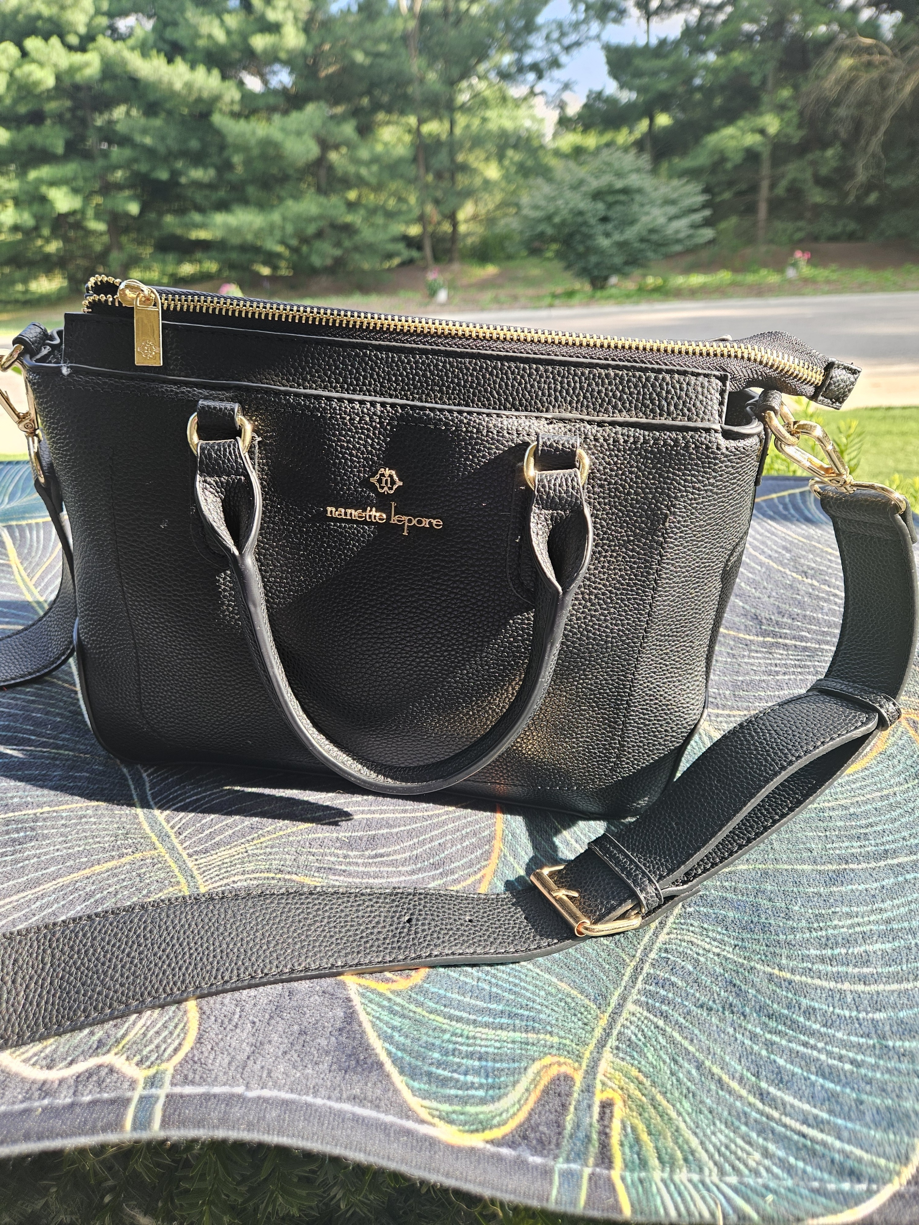 Nanette Lepore Black Leather Crossbody Satchel